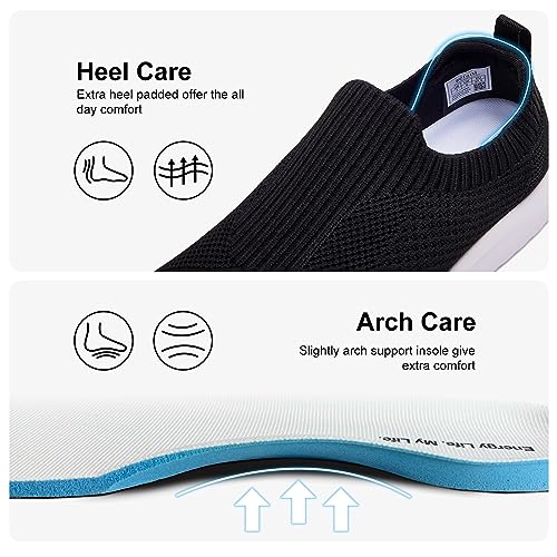 Aleader Women'S Slip On Comfort Walking Shoes, Lightweight Stretch Knit Sneakers Breathable Athletic Tennis Black 8 M Us thumb #3
