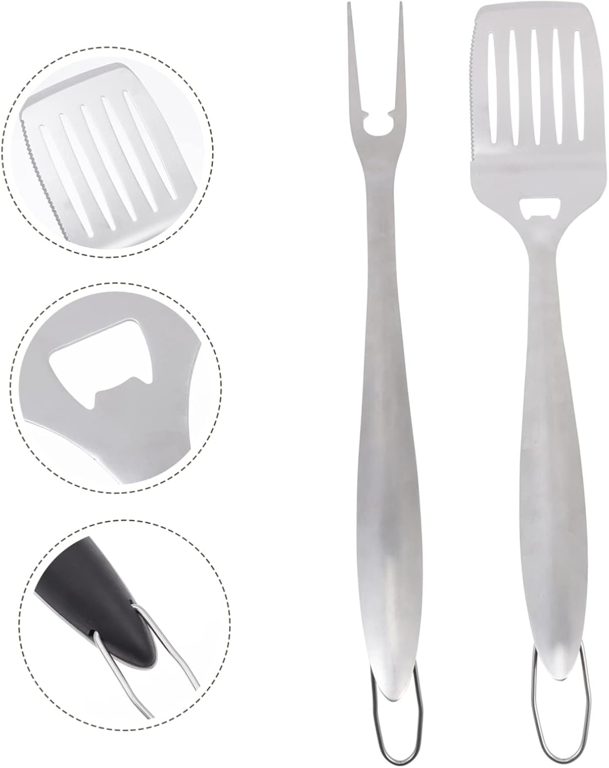 2pcs Stainless Steel BBQ Tool Kit Complete Grill Utensils BBQ Fork Spatula for Camping