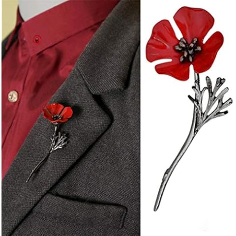 CanViUK py Flower Brooch Vintage Enamel Lapel Plating Pin Collar Remembrance Day Lotus Scarf Accessory Jewelry for Women and Man,Silver (Silver, 1 Pc) Cover