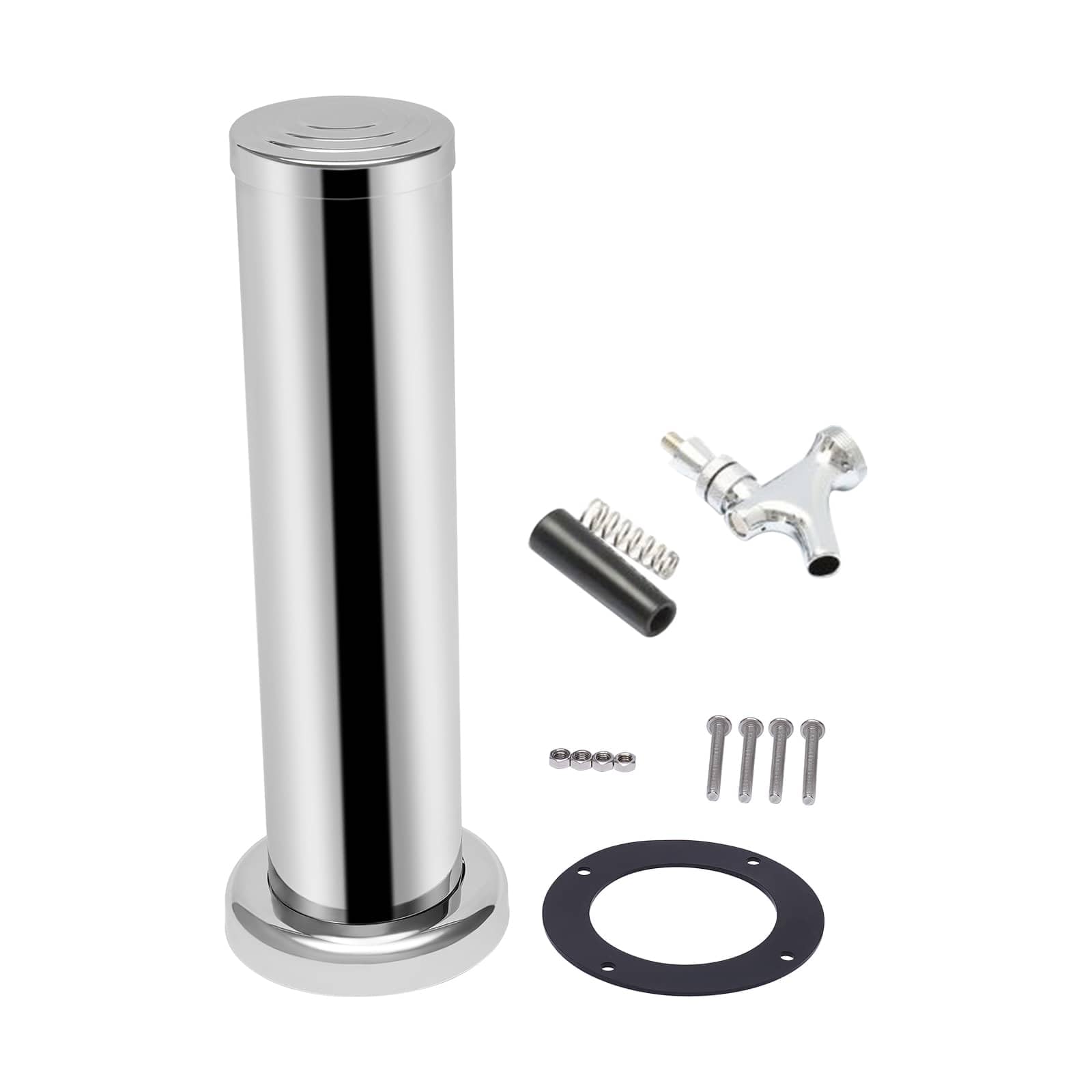 Dispensador de cerveza de acero inoxidable con grifo, columna de cerveza, dispensador de bebidas para fiestas, bares, restaurantes (plata)
