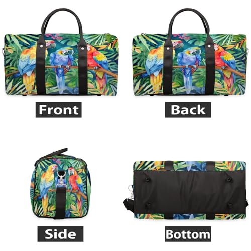 Parrot Bird Travel Bag for Men Women, Gym Duffle Bags for Travel, Carry On Luggage Bag, Weekender Overnight Workout Bags2