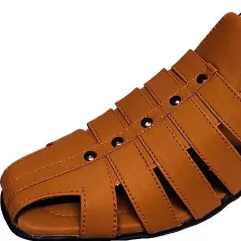 Image of Men's Sandals The Ultimate Blend of Comfort, Style, and Durability Comfortable Fisherman Sandals, Premium PU Padding, Synthetic Leather, Tan - Stylish Footwear