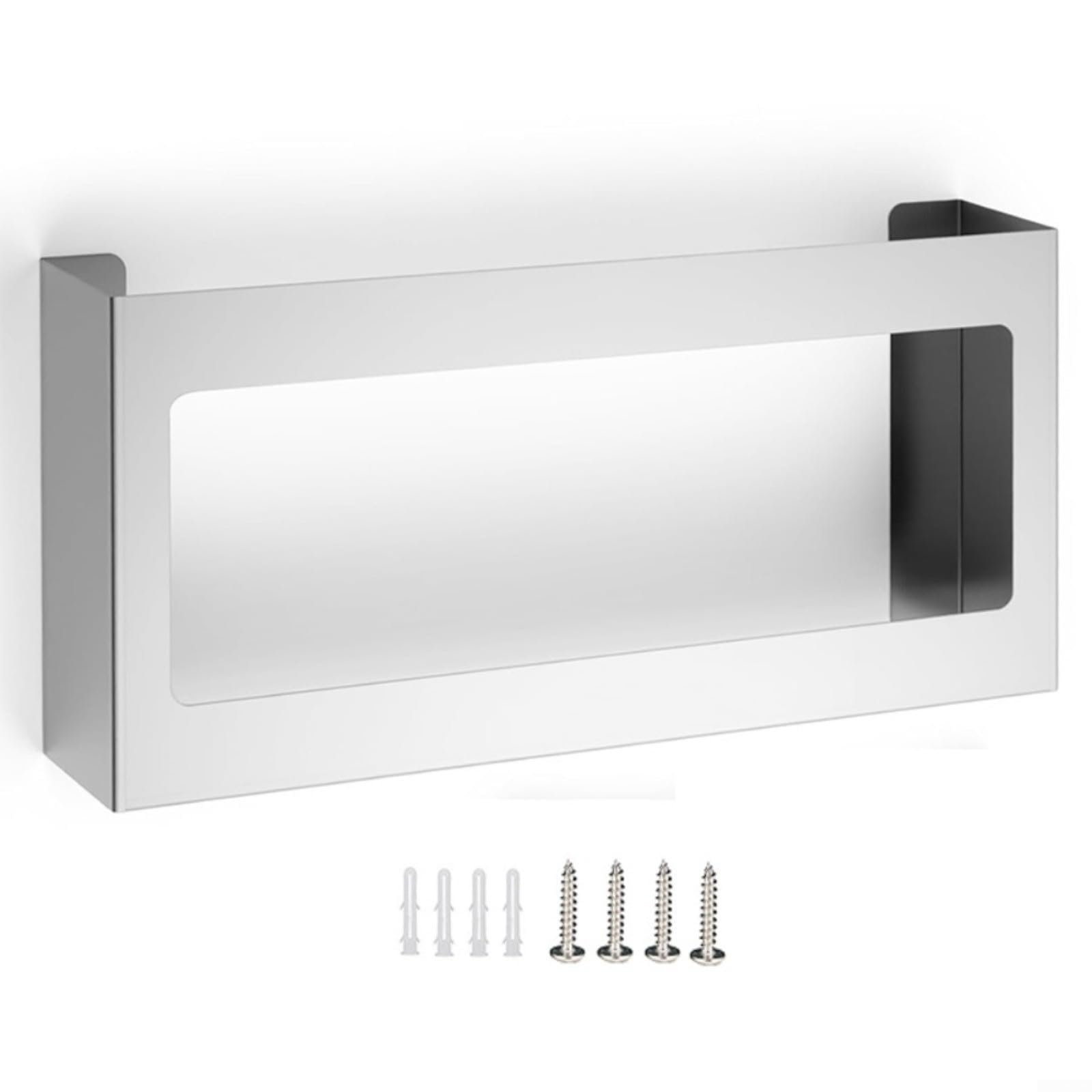 Dispensador de guantera de acero inoxidable con cuatro compartimentos, guantes organizadores montados, toallas de papel y toallitas en hospitales, restaurantes y baños, plateado