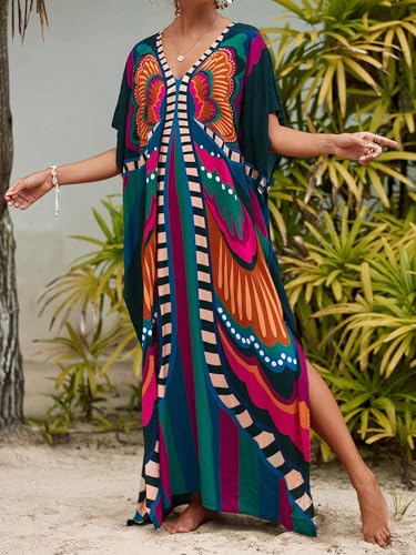 Image of Kaftan Dresses for Women Plus Size Summer Beach Dress with Print and Swim Cover Ups