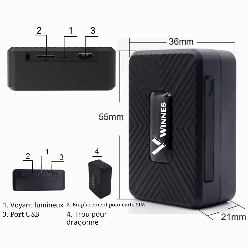 TK913 Mini Traceur GPS, Puissant Traceur GPS magnétique positionnement avec SIM Gratuit en Temps réel pour Animaux, Enfants, localisateur Anti-Perte APP Gratuit