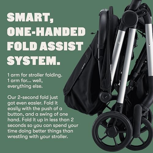 Colugo The One Stroller - Lightweight Easy Fold Compact Toddler and Baby Stroller for Travel, Large Storage Basket, One Hand Fold, Includes Raincover, Bumper Bar, Cupholder (Cool Grey)