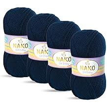 Nako Elit Baby، Baby Knitting Yarn، 4Pack، Anti-Pilling Low-PillingFeatured، Each Skein / Ball 100 g 3.5 oz Navy 10094