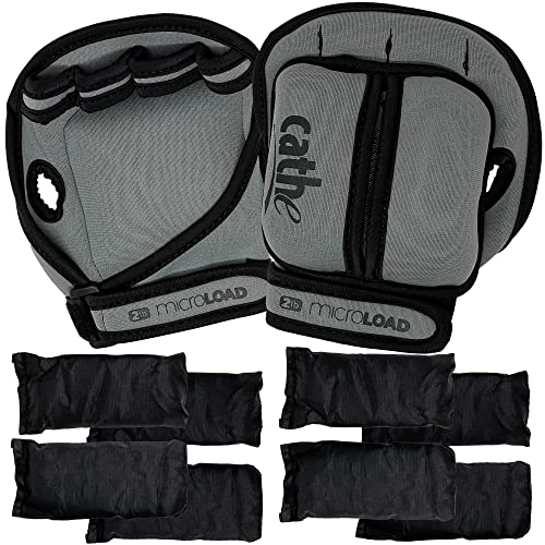 Cathe MicroLoad Adjustable Grey Weight Gloves with Removable Weights