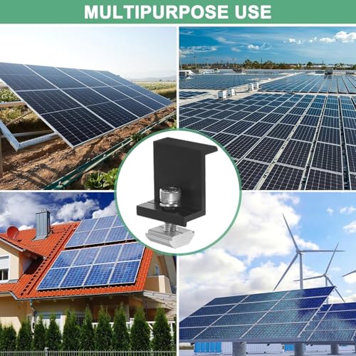 8 Stück Solarmodul Klemmen, 30mm Aluminium PV Modul Endklemmen, Z-Halter Befestigung Solarmodulhalter für Solar Panel, Solarbefestigungen für Dächer Wände Boote Wohnmobile (Schwarz)