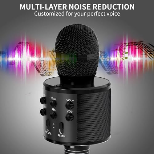 Image of Mahadevs Toy Advance Handheld Wireless Singing Mike Multi-Function Bluetooth Karaoke Mic with Microphone Speaker for All Smart Phones (Color Black)