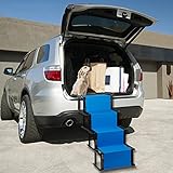 Rampa portátil para perros, adecuada para perros grandes y pequeños. La escalera plegable para coche es práctica y rápida, puede soportar un peso de 80 kg (azul)