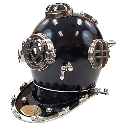 Aluminum Divers Helmet, Black Mark Five Outdoor Camping Gear Rustic Vintage Home Decor Gifts