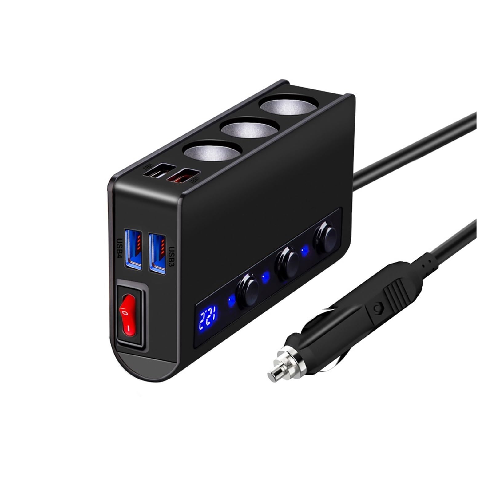 MORREZ Gniazdo zapalniczki samochodowej 4 porty USB szybkie ładowanie 3.0 12 V 24 V szybka ładowarka samochodowa rozdzielacz adapter samochodowa część wewnętrzna łodzi (kolor: 4 porty USB)