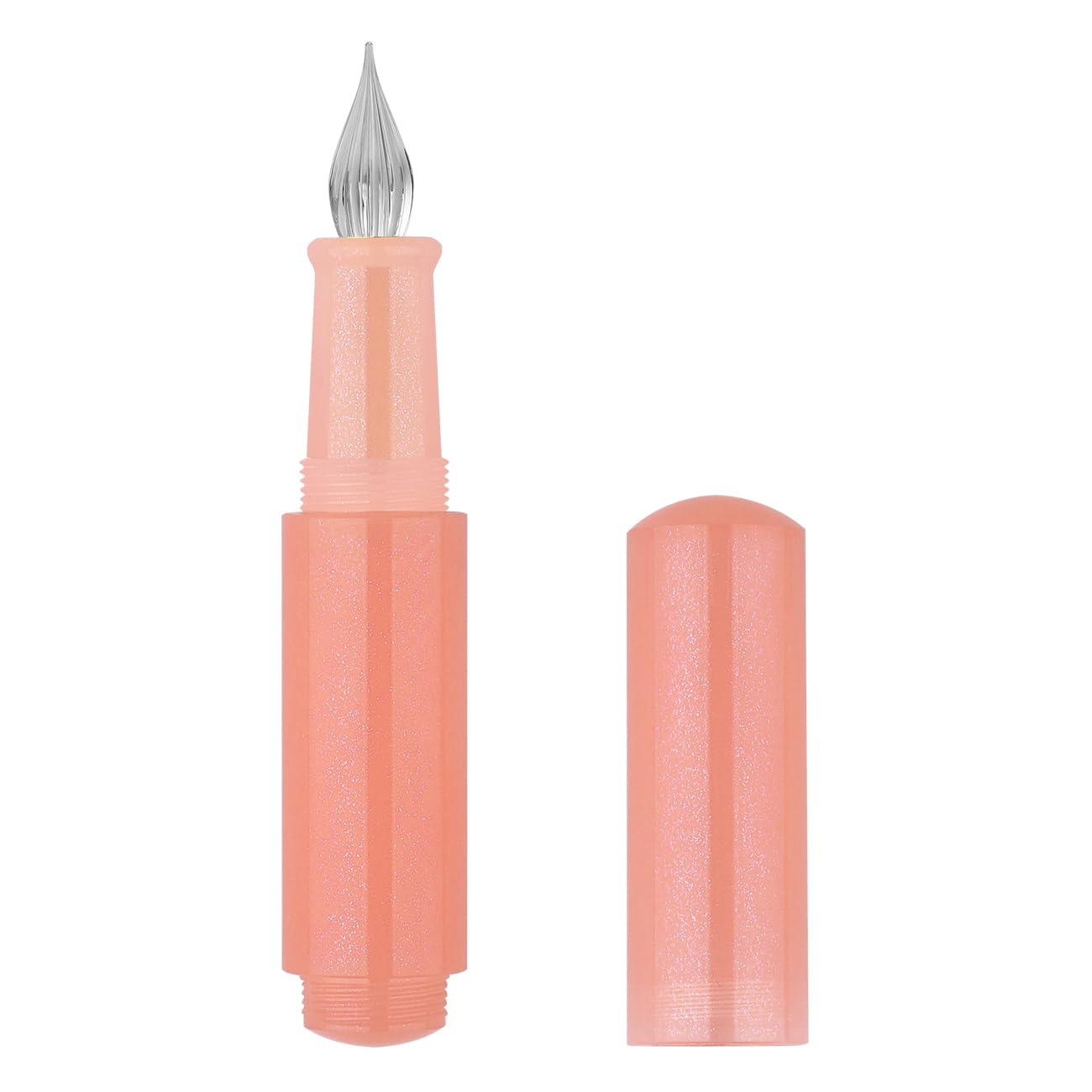 SIPLIV Wancai Mini Candy-colored Glass Dip Pen Resin Pocket-Size Calligraphy Pen - Glass Nib, Pink