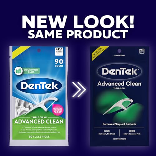 dentek triple clean advanced clean floss picks no break amp no shred floss 90 count white