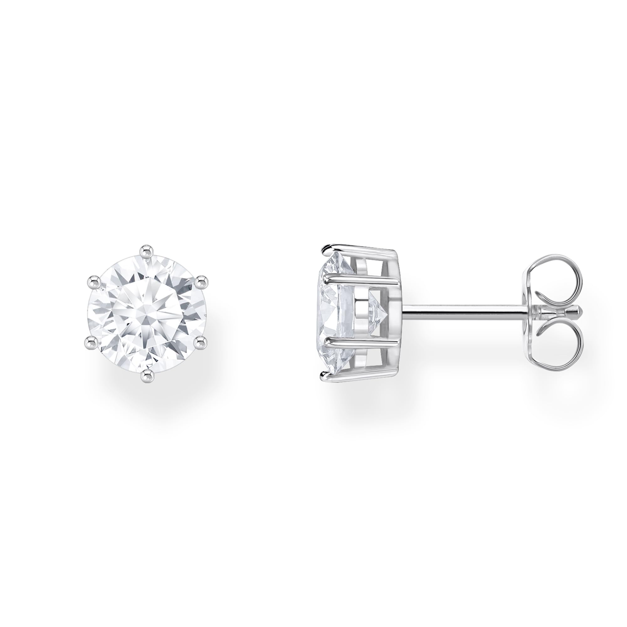 Thomas Sabo Sterling Silver Ear studs with big, white zirconia Recycled 925 silver, Women, H2300-051-14