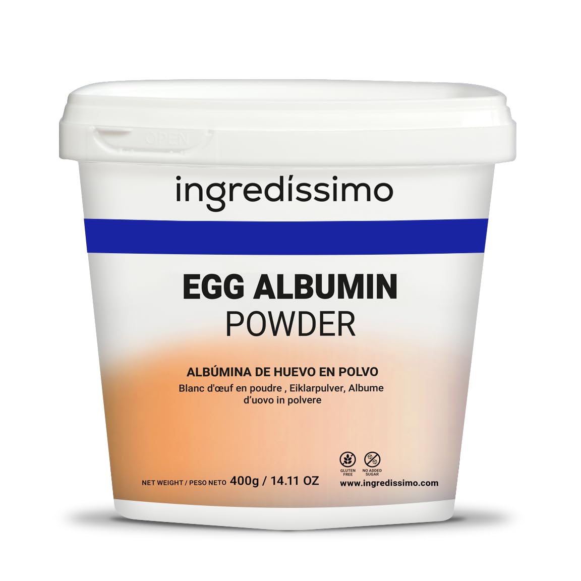 INGREDISSIMO Albúmina de Huevo en Polvo 400 gr, Clara de Huevo Pasteurizada Sin Gluten Sin Azúcar