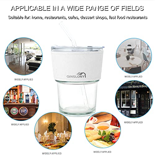 Qinslony 13Oz/400Ml Clear Tumbler Water Glass With Lid And Straw, Water Glass Mug Iced Coffee Tea Cup, Leak-Proof Milk Cup Travel Mug With Heat-Resistant Sleeves #TOP5