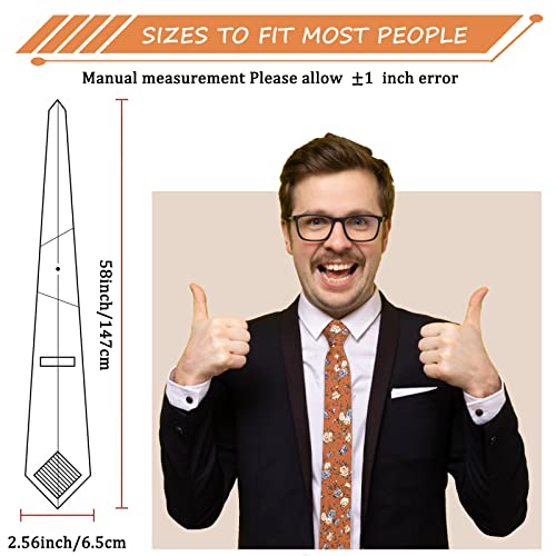 Image of Mantieqingway Men Skinny Tie Cotton Floral Necktie for Wedding Groomsmen Tie