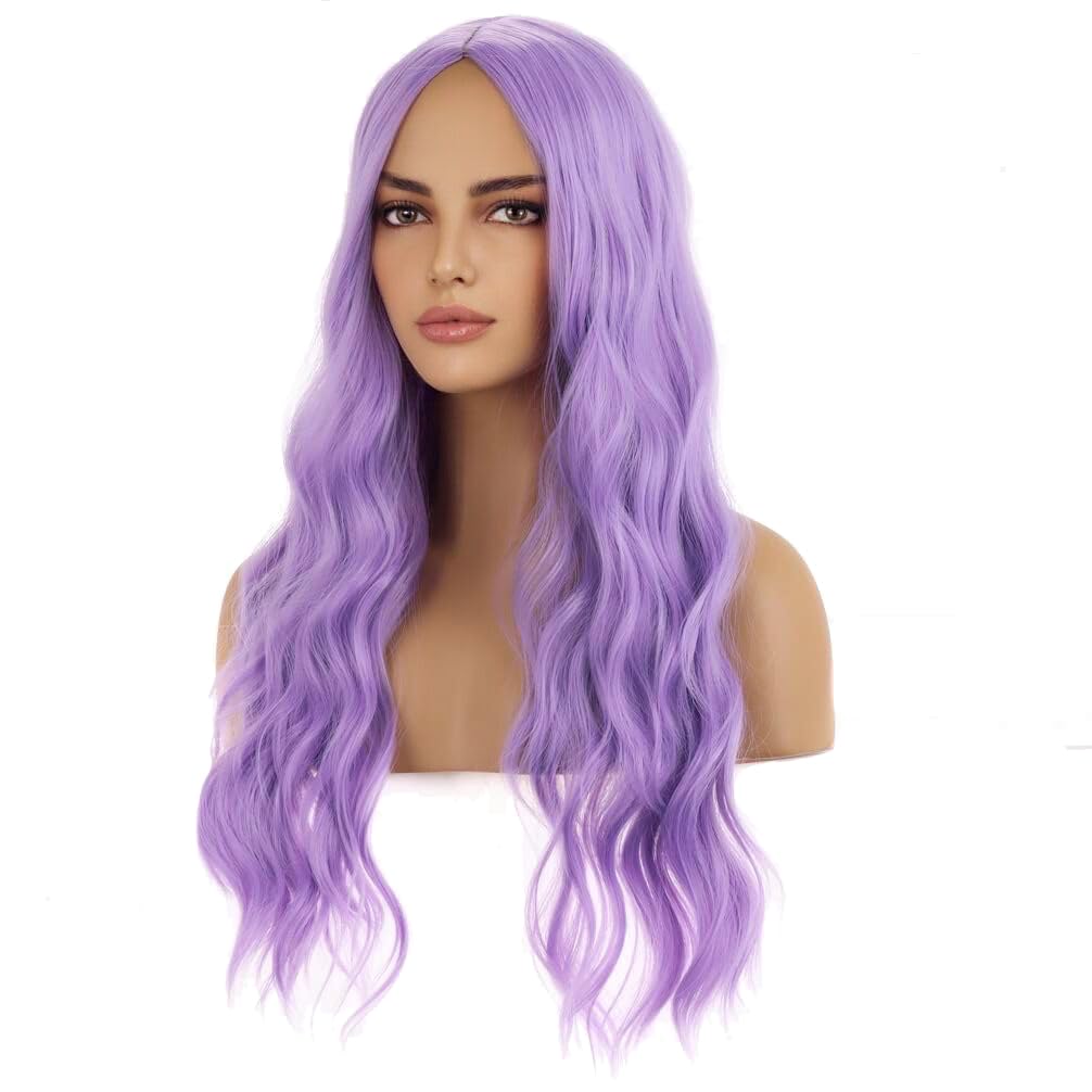 BERON  Wig Long Curly Wig Brown Curly Wigs for Women Daily Party or Cospaly Hairnet Include: Purple