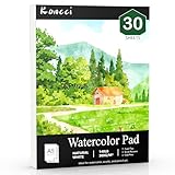 Koncci Watercolor Paper (5.8'x8.3'-A5), Cold Press Water Color Paper Pad, 140lb/300gsm, Glue Bound, Natural White, Acid-Free Watercolor Sketchbook for Beginner Students Adults, Art Supplies