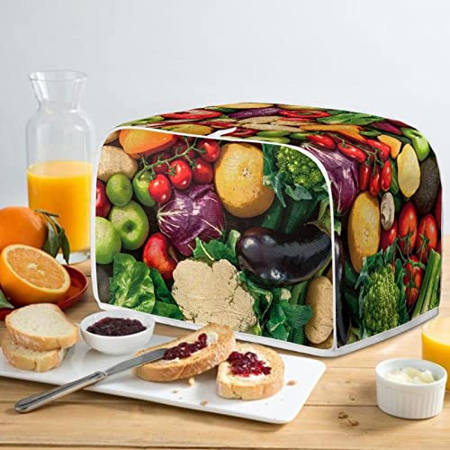 Image of Talayituse Vegetables Print 2 Slice Toaster Covers Dust Protection Bread Maker Covers Toaster Oven Cloth Cover Kitchen Accessories Washable Appliance Cover