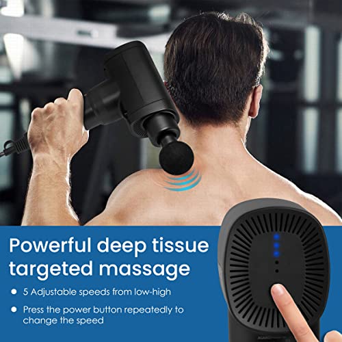 AGARO Impact Electric Gun Massager, Handheld With 6 Massage Heads, 5 Speed, For Deep Tissue
