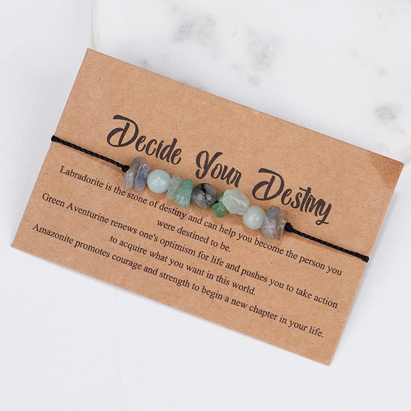 COLORFUL BLING Handmade Healing Chakra Beaded Bracelet with Spiritual Meaningful Card Crystal Natural Stone Strand Bracelet for Women Reiki Yoga Meditation Jewelry Protection Gifts - Image 6