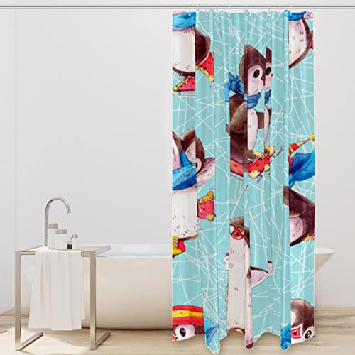 Rideau de douche pingouin imperméable pour stopper les éclaboussures - 3