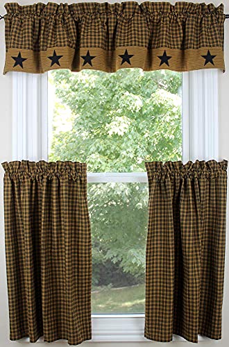 Primitive Star Lined Cotton Window Valance By Primitive Home Decors, Black, 72Inchx15.5Inch (Vl990004-Phd) #TOP2