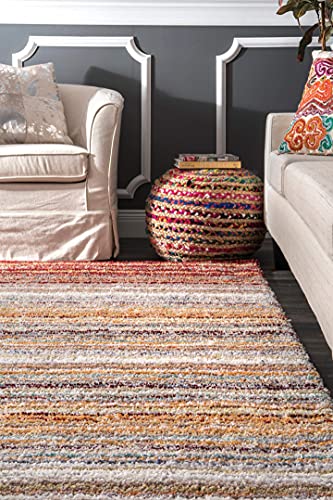 Image of Carpets for Living Room Handwoven 3D Curved Pattern Shaggy Super Soft Fluffy and Anti Skid Rugs, Size 8X8 Feet SquareColour,Gold