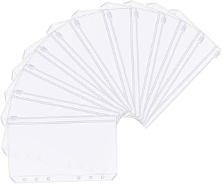 12Pcs Binder Pouches Clear Zipper Pockets for Loose Leaf Filing Document Storage PVC Refill Bags for Organizing Office Supplies