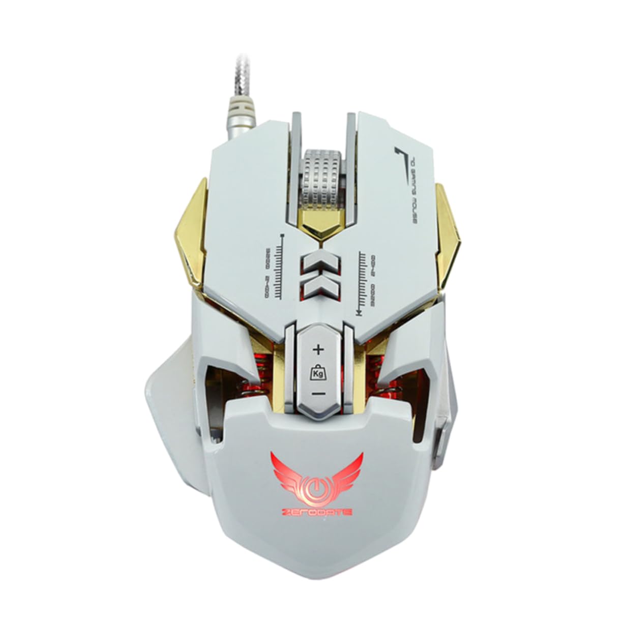 2 pezzi Mouse da gioco silenzioso Gaming ad alte prestazioni RGB Gamer Mouse da gioco for computer Cool Gaming Essential Gaming Mouse da gioco Contrappeso X300 Bianco cablato / 308