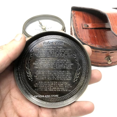 Brújula Robert Frost 3" con Estuche de Cuero miniatura 2