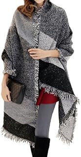 heekpek Women Large Oversized Scarf Pashmina Wrap Poncho Thick Style Scarf Patchwork Cape Shawl