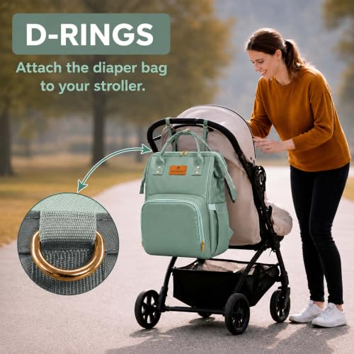 Image of Motherly Patented Diaper Bag for Moms (Everyday Series,Sage Green)