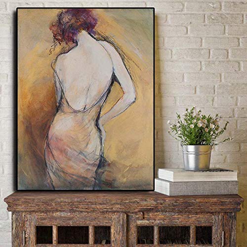 Peinture abstraite sur toile femme sexy art de salon 70x100 cm