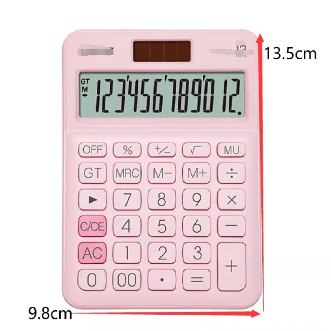 Calculatrice Calculatrice De Base Mignonne Affichage À 12 Chiffres Batterie Solaire Portable Double Alimentation Bureau Office(White)