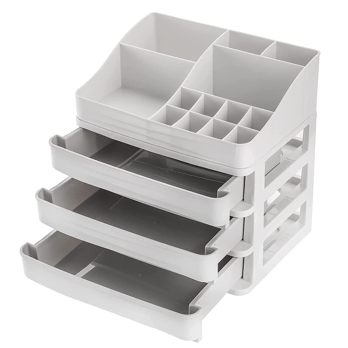 Organiseur de Maquillage et de cosmétiques avec tiroirs,boîte de Rangement en Plastique pour Soins de la Peau avec Support pour pinceaux à Rouge à lèvres,Organisateur de Bijoux,étui de Rangement