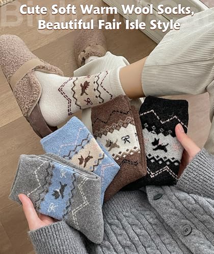 Image of IIG Winter Warm Wool Socks for Women Original Design Trendy Boot Socks Ideal Gift