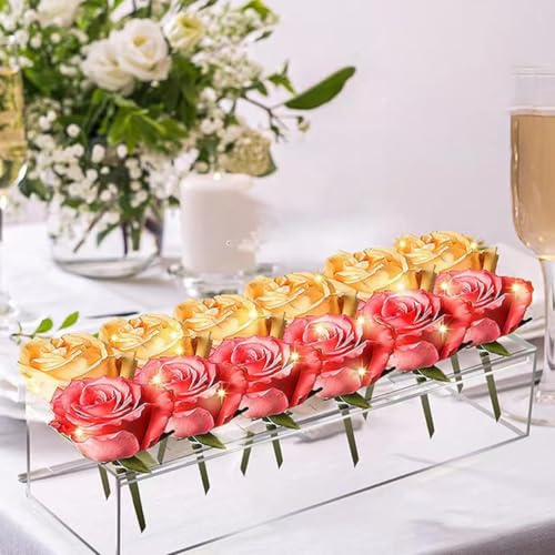 Florero rectangular de acrílico con 12 agujeros y base plana estable 7