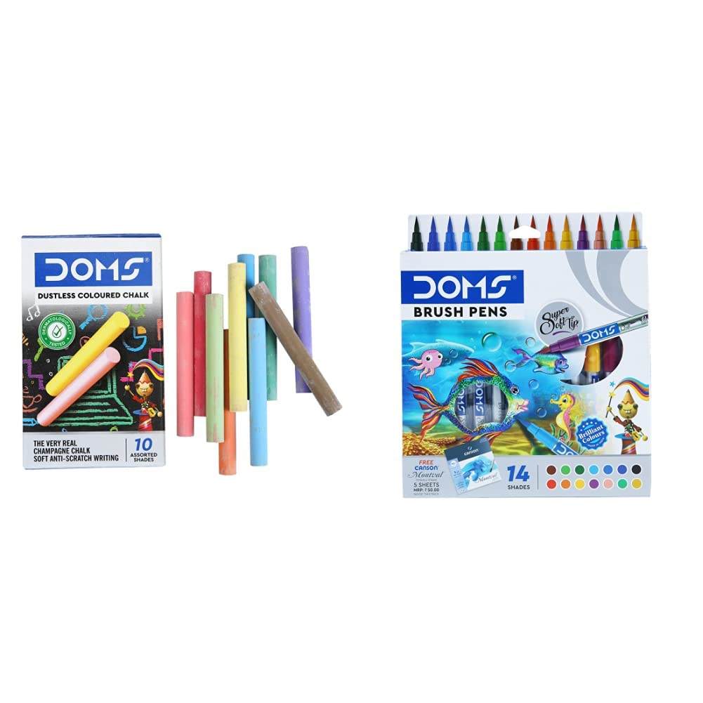 Doms NonToxic Dustless Coloured Chalk (Pack of 10 x 1 Set) NonToxic