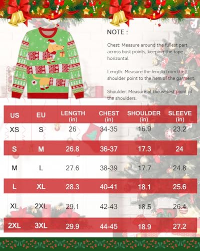 Runhit Hässliche Weihnachtspullover Herren Ugly Christmas Sweater Lustig Unisex Xmas Strick Pullover Dackel M