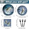 Amazon.com: ZOIIWA 200 PCS Gone Fishing Tableware Disposable Paper ...
