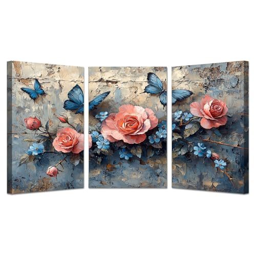 Posters impression sur toile animaux et fleurs lot de 3 tableaux 30x45cm