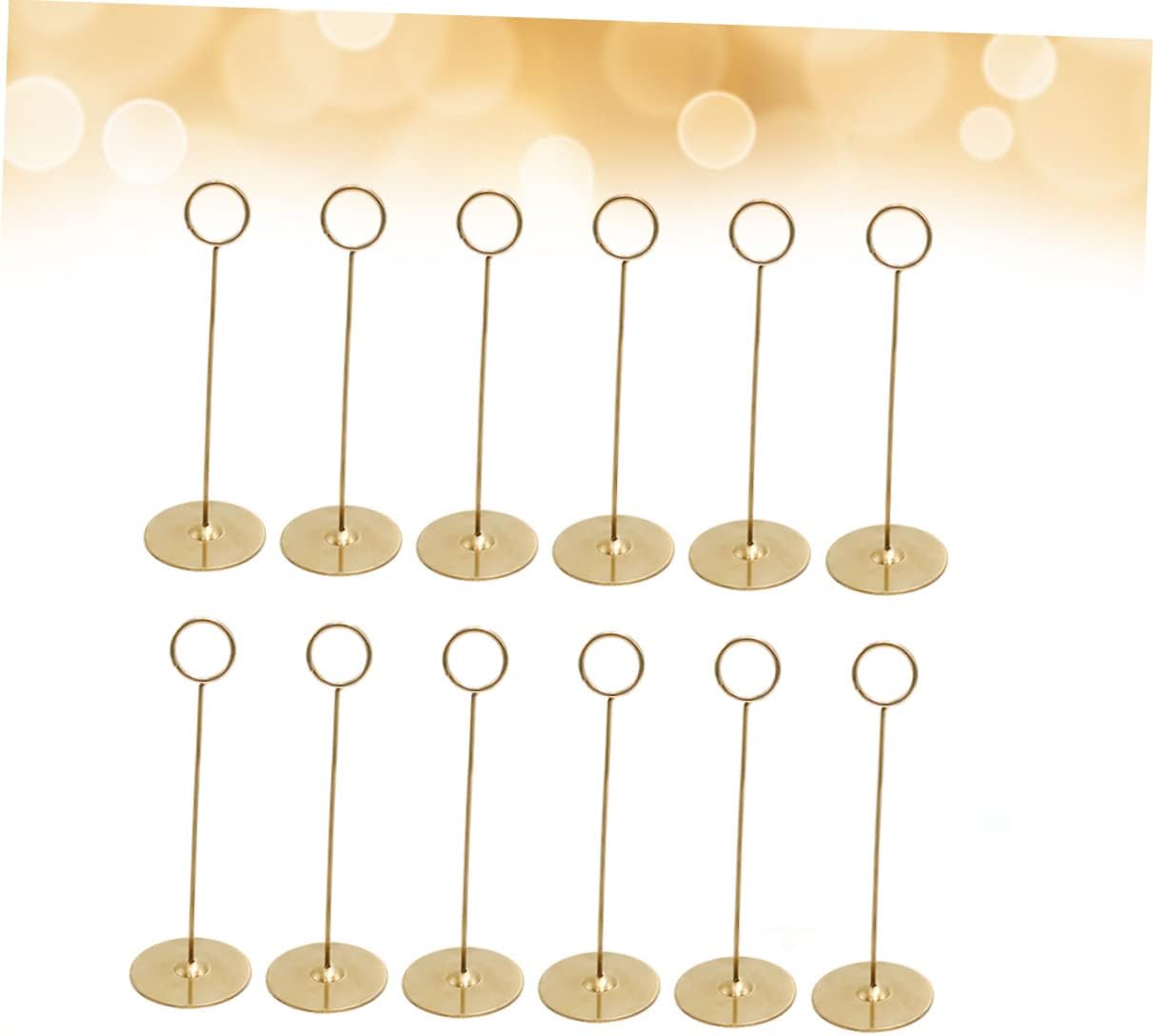 Housoutil 12PCS Golden Stainless Steel Table Number Holders Creative Photo Clips for Weddings Parties and Events and Stylish Table Number Racks Random Color
