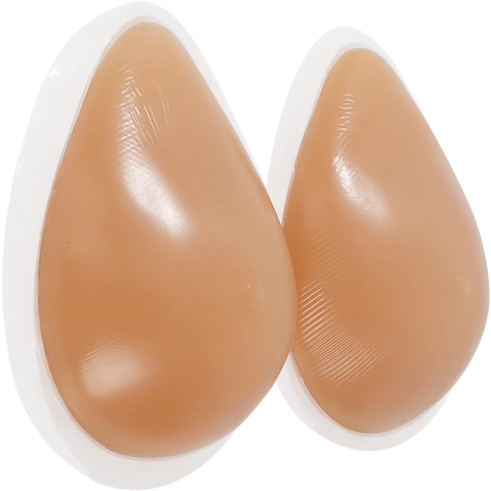 Un par de formas de senos de silicona en forma de lágrima autoadhesivas, senos de silicona con forma de lágrima, senos postizos, prótesis de mastectomía con forma de seno pecho/A/L