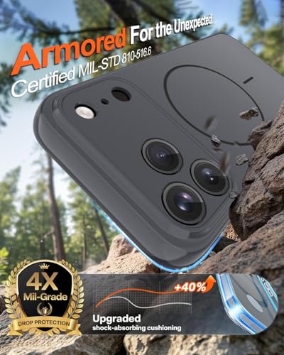 Image of Magnetic for iPhone 17 Pro Max Case,Shockproof Matte Cover,Grey | with Screen Protector,Compatible with MagSafe,Military Grade Drop Protection,Full Camera Protection,Non-Slip Design Case