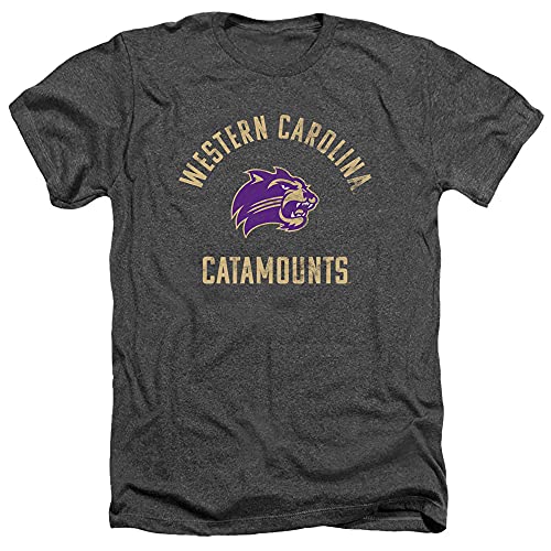 Western Carolina University Official Catamounts Logo Unisex Adult Heather T Shirt,Charcoal Heather, X-Large