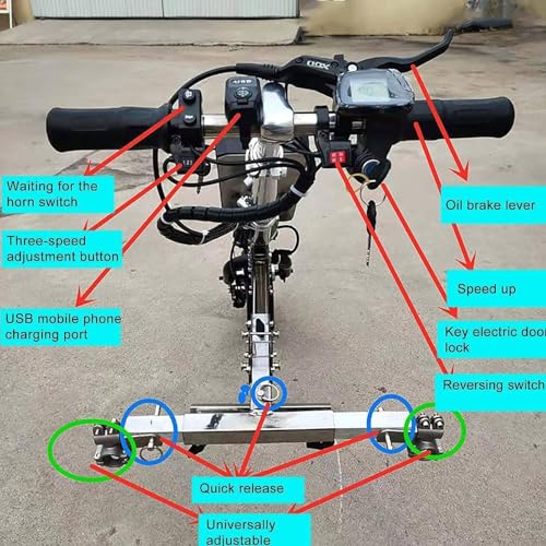 Kit de conversión de silla de ruedas eléctrica con control de 3 velocidades y luz delantera, extiende la movilidad hasta 65 km, ideal para mejorar la accesibilidad al aire libre